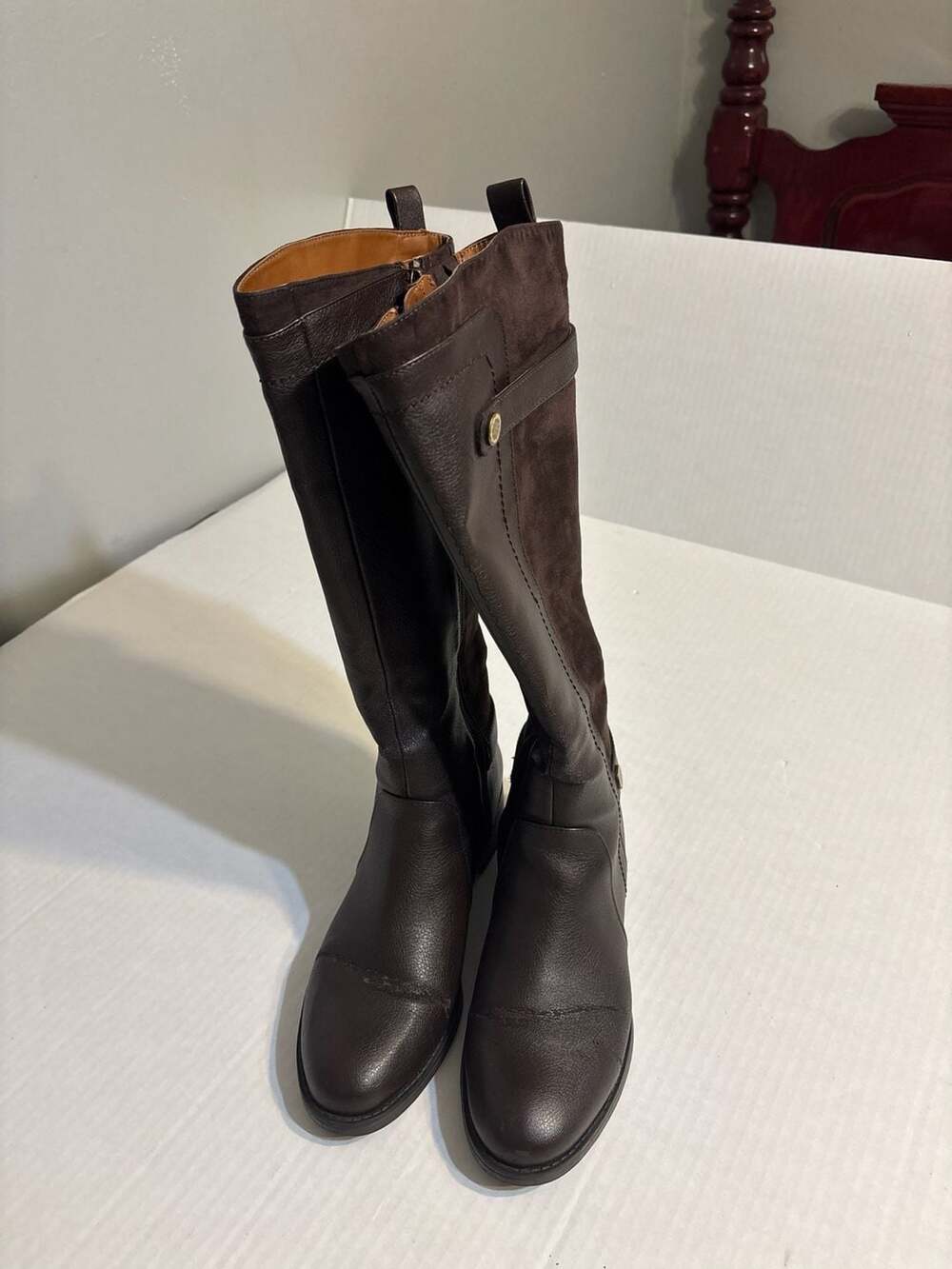 Franco Sarto Dark Brown Leather and Suede Tall Riding Boots